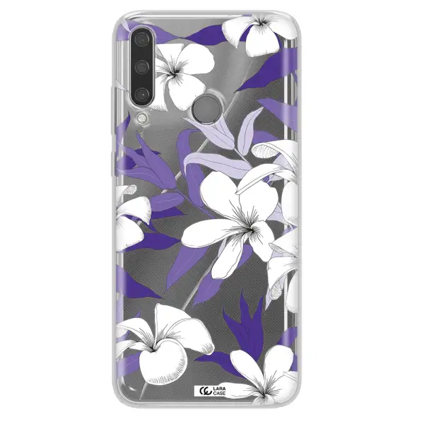 Purple Flower Huawei Y6P Clear TPU Case
