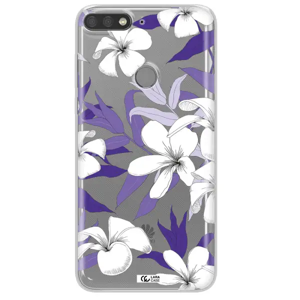 Purple Flower Huawei Y7 Prime 2018 Clear TPU Case