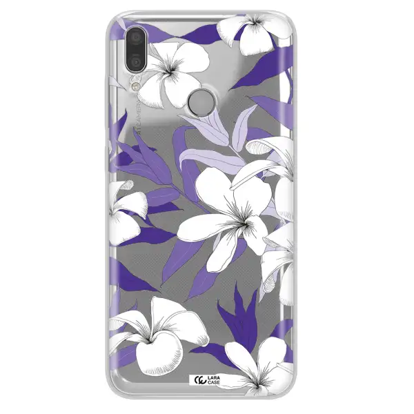 Purple Flower Huawei Y9 2019 Clear TPU Case