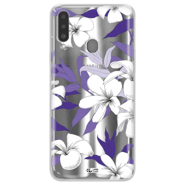 Purple Flower Samsung A20S Clear TPU Case