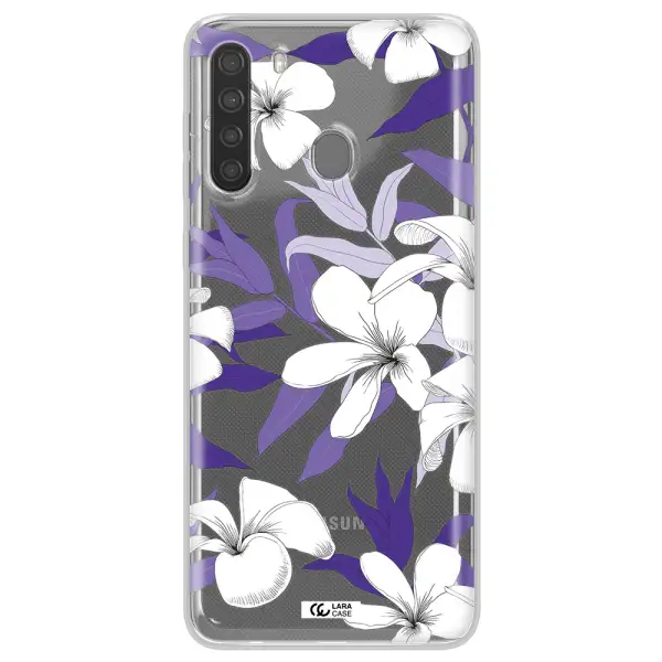 Purple Flower Samsung A21 Clear TPU Case