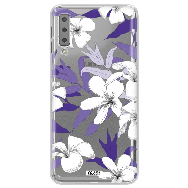 Purple Flower Samsung A7 2018 Clear TPU Case