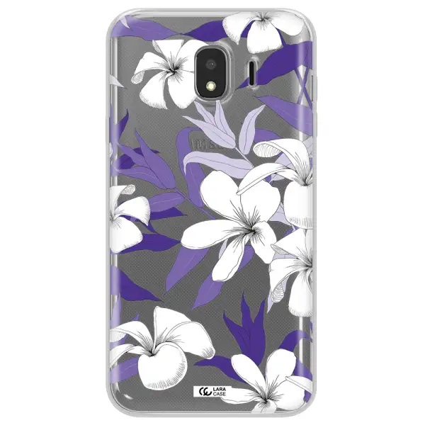 Purple Flower Samsung J4 Clear TPU Case