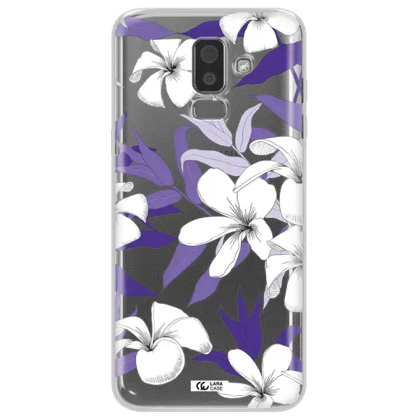 Purple Flower Samsung J8 Clear TPU Case