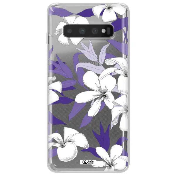 Purple Flower Samsung S10 Plus Clear TPU Case