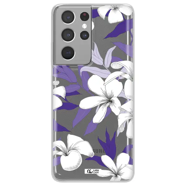 Purple Flower Samsung S21 Ultra Clear TPU Case
