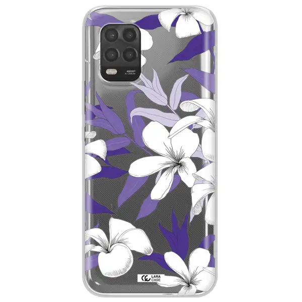 Purple Flower Xiaomi Mi 10 Lite Clear TPU Case