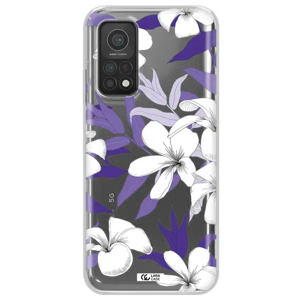 Purple Flower Xiaomi Mi 10T Clear TPU Case
