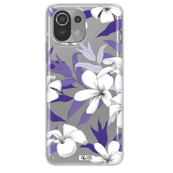 Purple Flower Xiaomi Mi 11 Lite Clear TPU Case