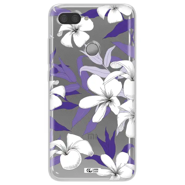 Purple Flower Xiaomi Mi 8 Lite Clear TPU Case