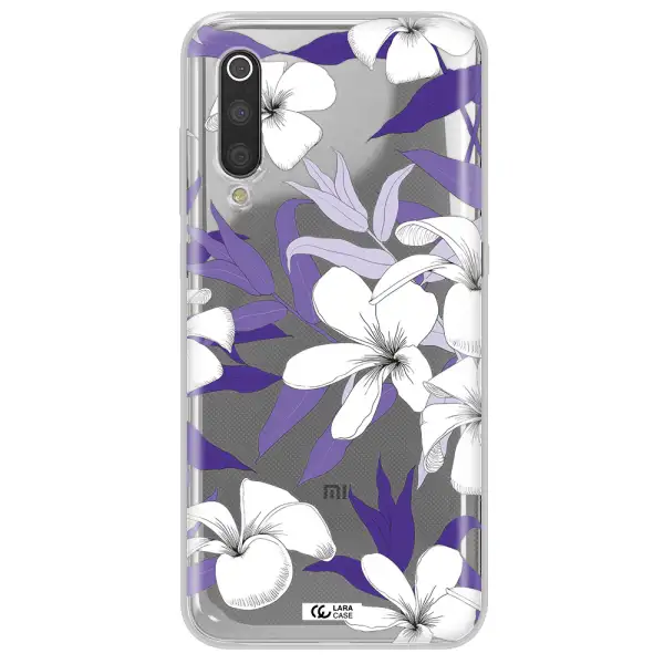 Purple Flower Xiaomi Mi 9 Clear TPU Case