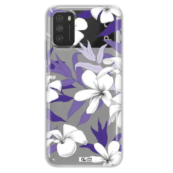 Purple Flower Xiaomi Poco M3 Clear TPU Case