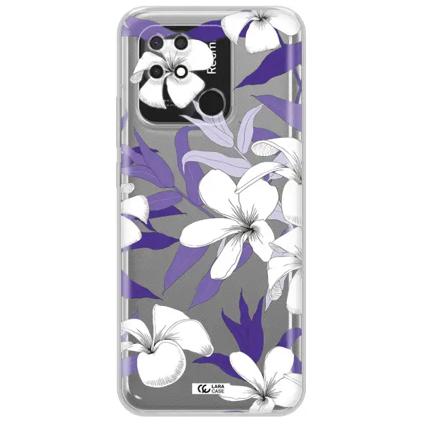 Purple Flower Xiaomi Redmi 10C Clear TPU Case