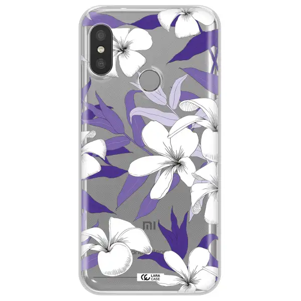 Purple Flower Xiaomi Redmi 6 Pro Clear TPU Case