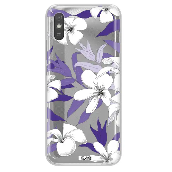 Purple Flower Xiaomi Redmi 9A Clear TPU Case