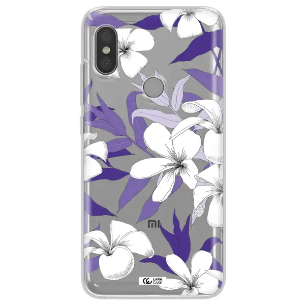 Purple Flower Xiaomi Redmi Note 6 Pro Clear TPU Case