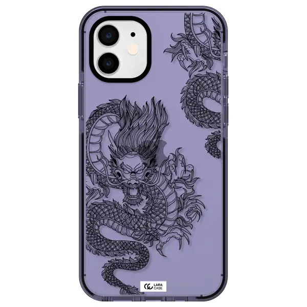 Dragon Line Art Apple iPhone 11 impact Lilac Case