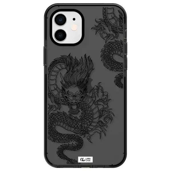 Dragon Line Art Apple iPhone 11 impact Smoke Black Case