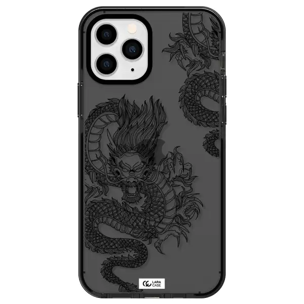 Dragon Line Art Apple iPhone 11 pro impact Smoke Black Case