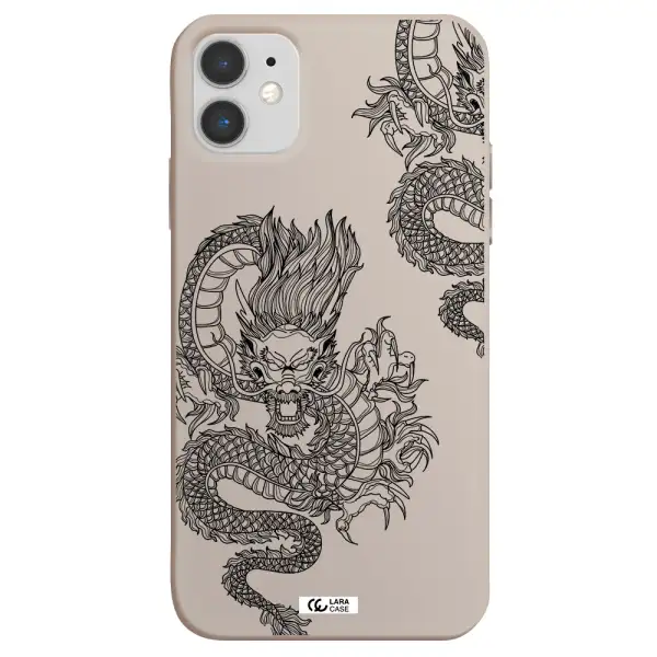 Dragon Line Art Apple iPhone 11 Silicone Stone Case