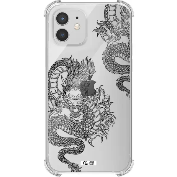 Dragon Line Art Apple iPhone 12 mini Clear PC Case