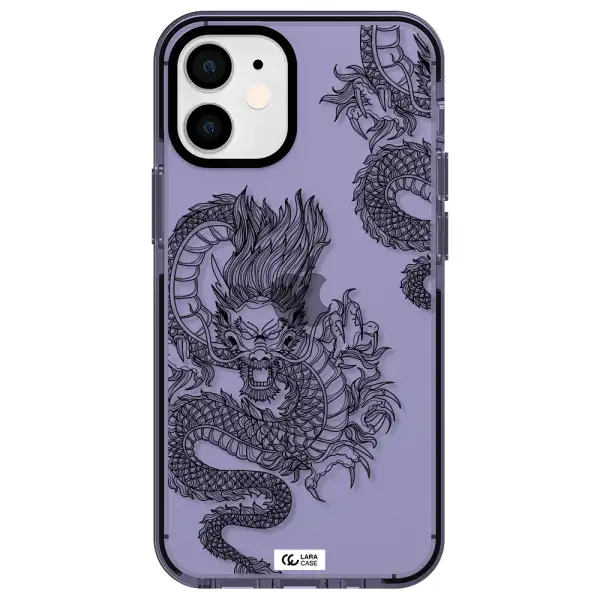 Dragon Line Art Apple iPhone 12 mini impact Lilac Case