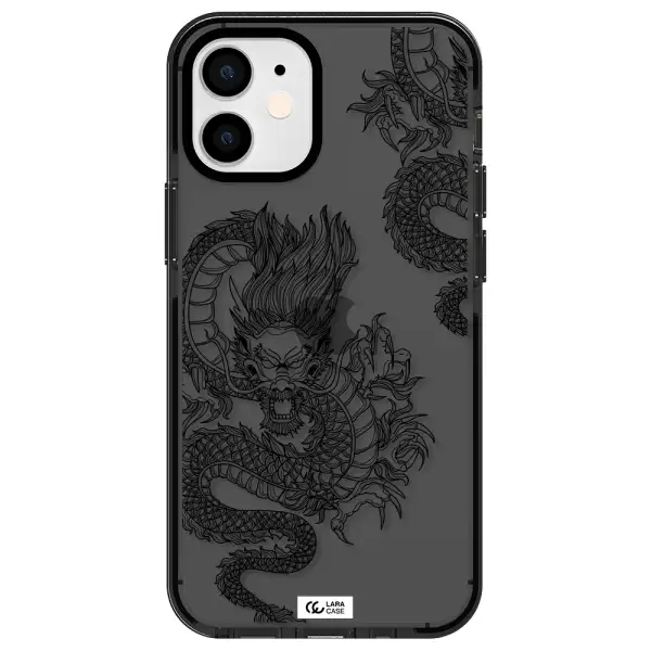 Dragon Line Art Apple iPhone 12 mini impact Smoke Black Case