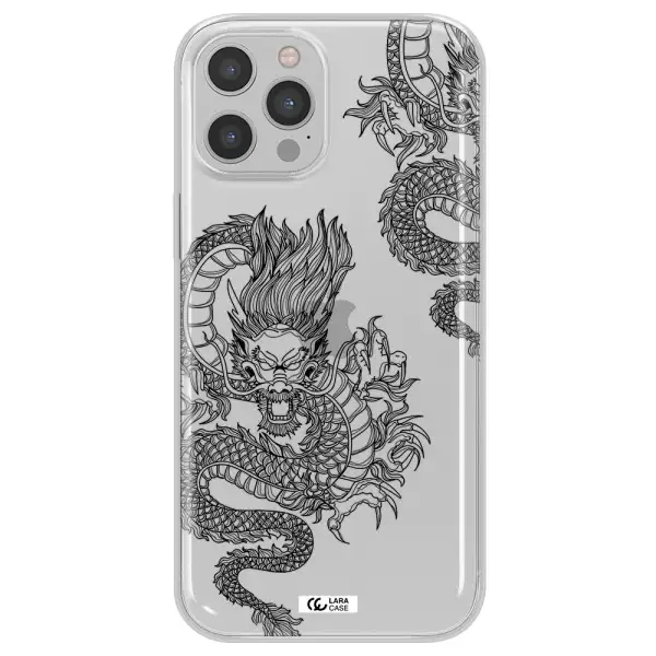 Dragon Line Art Apple iPhone 12 pro Clear TPU Case