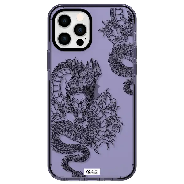 Dragon Line Art Apple iPhone 12 pro impact Lilac Case