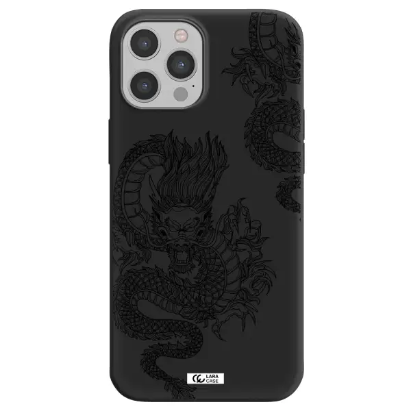 Dragon Line Art Apple iPhone 12 pro max Silicone black Case