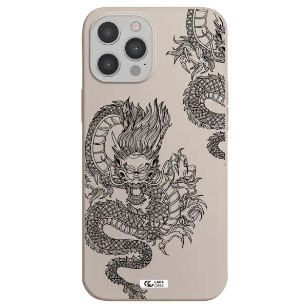 Dragon Line Art Apple iPhone 12 pro max Silicone Stone Case