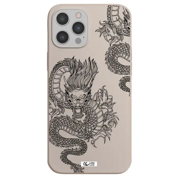 Dragon Line Art Apple iPhone 12 pro Silicone Stone Case