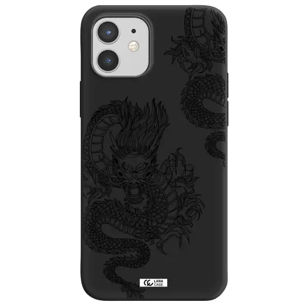 Dragon Line Art Apple iPhone 12 Silicone black Case
