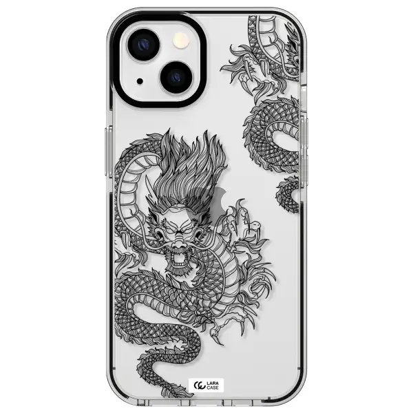 Dragon Line Art Apple iPhone 13 impact black border Case