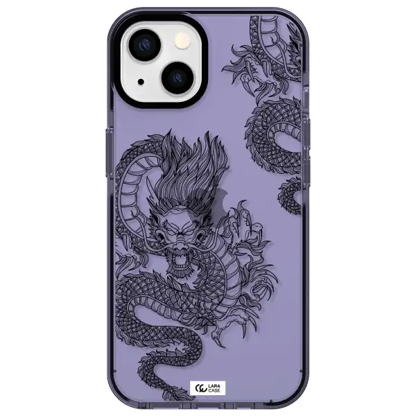 Dragon Line Art Apple iPhone 13 impact Lilac Case