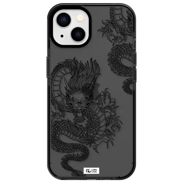 Dragon Line Art Apple iPhone 13 impact Smoke Black Case