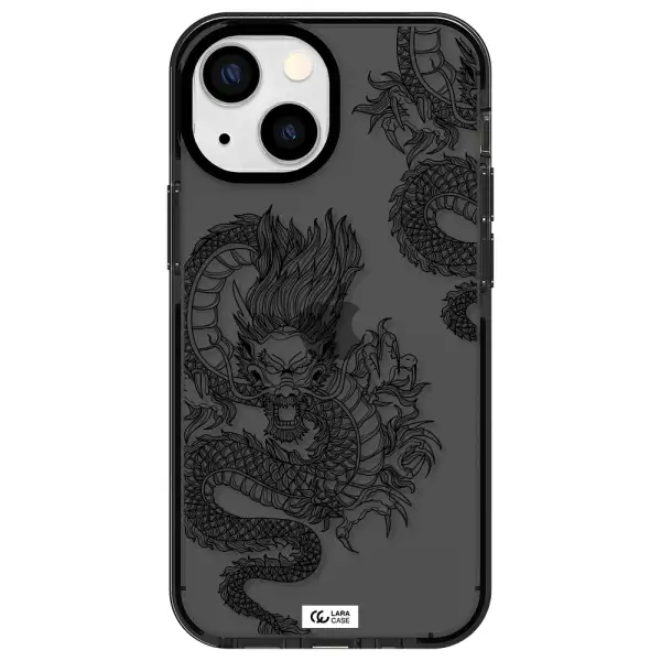 Dragon Line Art Apple iPhone 13 mini impact Smoke Black Case