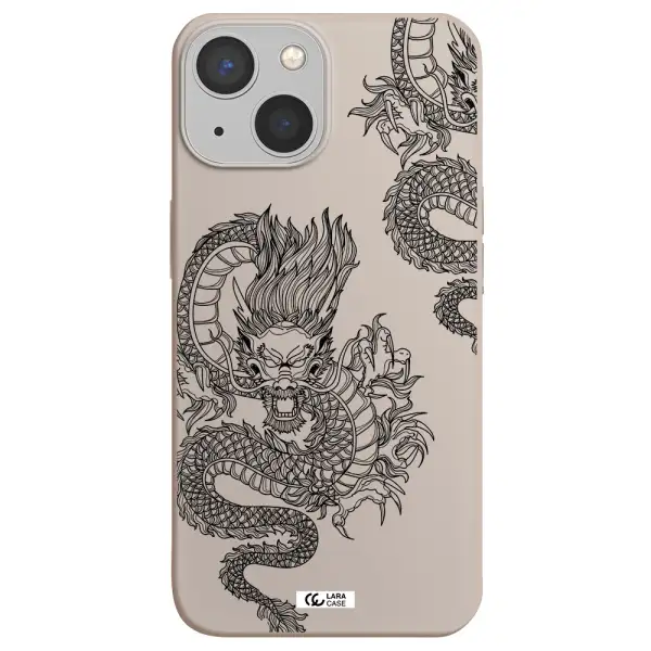 Dragon Line Art Apple iPhone 13 mini Silicone Stone Case