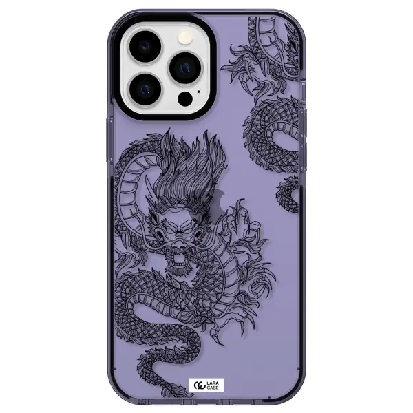 Dragon Line Art Apple iPhone 13 Pro Max impact Lilac Case