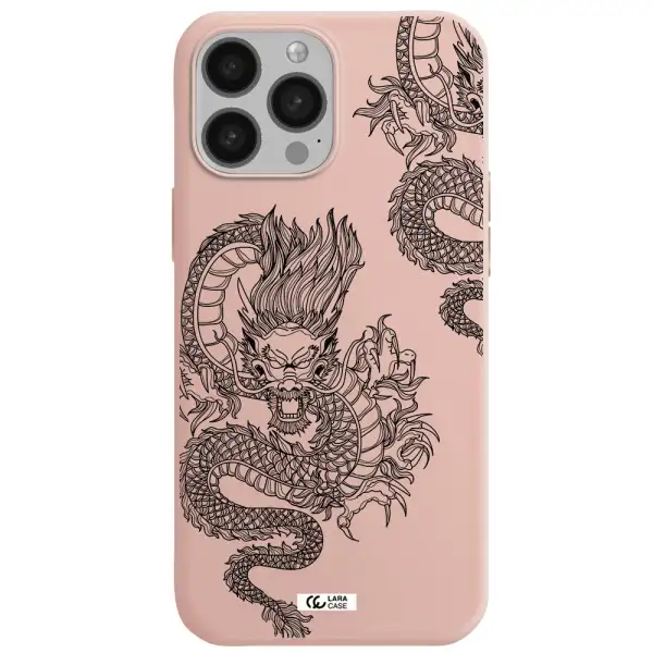 Dragon Line Art Apple iPhone 13 Pro Max Silicone pastel pink Case
