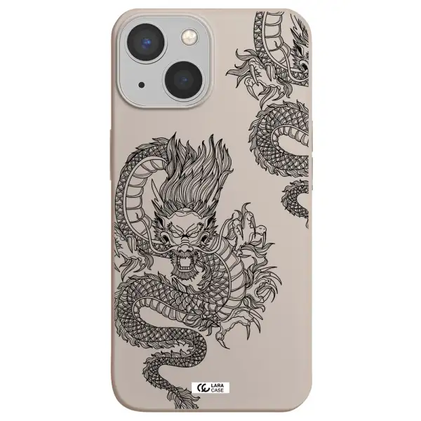 Dragon Line Art Apple iPhone 13 Silicone Stone Case