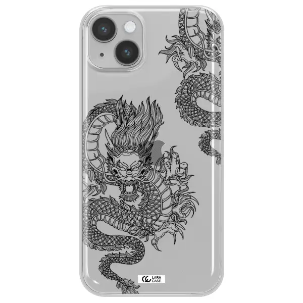 Dragon Line Art Apple iPhone 14 Clear TPU Case