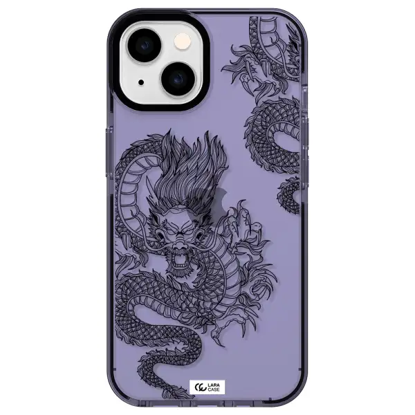 Dragon Line Art Apple iPhone 14 impact Lilac Case
