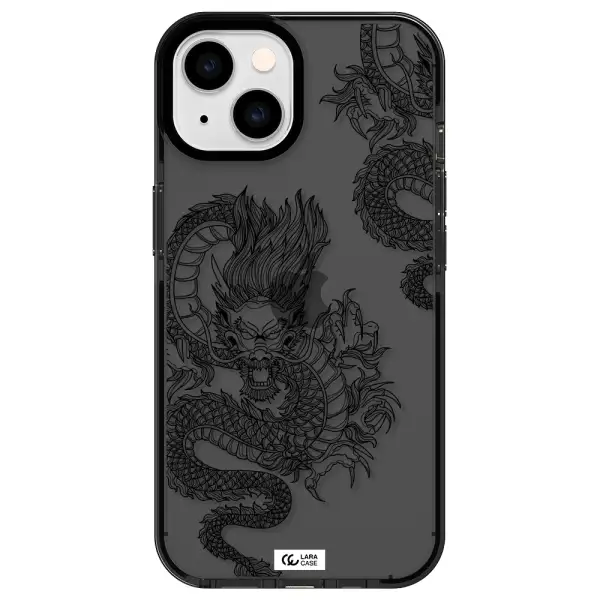 Dragon Line Art Apple iPhone 14 impact Smoke Black Case