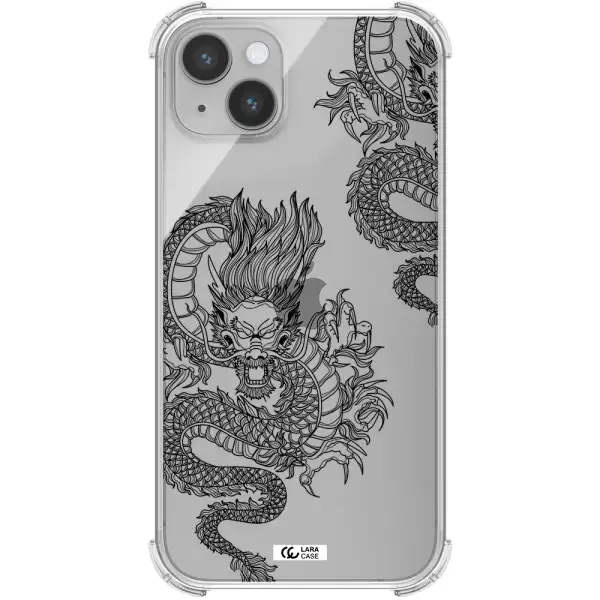 Dragon Line Art Apple iPhone 14 plus Clear PC Case