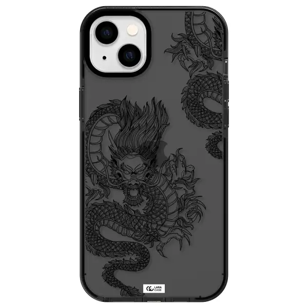 Dragon Line Art Apple iPhone 14 plus impact Smoke Black Case