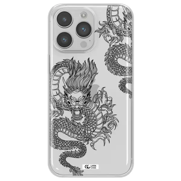 Dragon Line Art Apple iPhone 14 pro Clear TPU Case