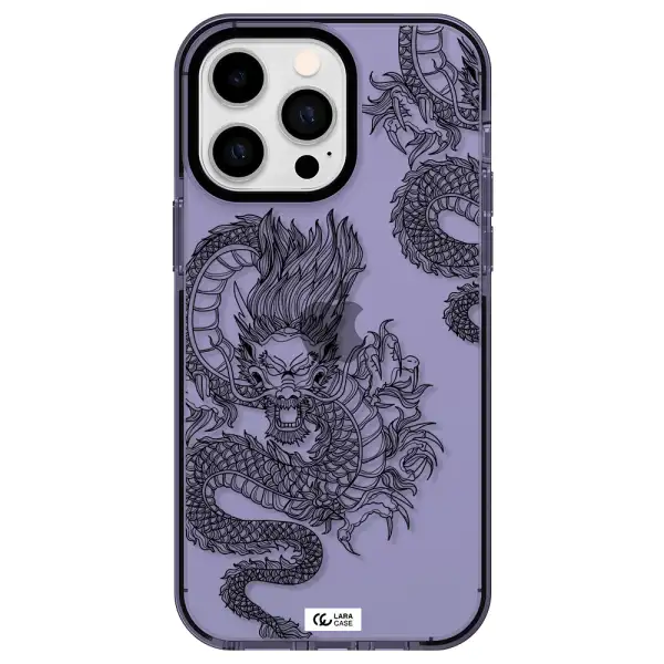 Dragon Line Art Apple iPhone 14 pro max impact Lilac Case
