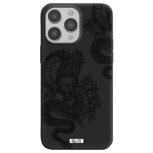Dragon Line Art Apple iPhone 14 pro max Silicone black Case