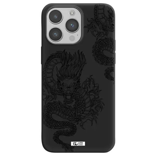 Dragon Line Art Apple iPhone 14 pro Silicone black Case